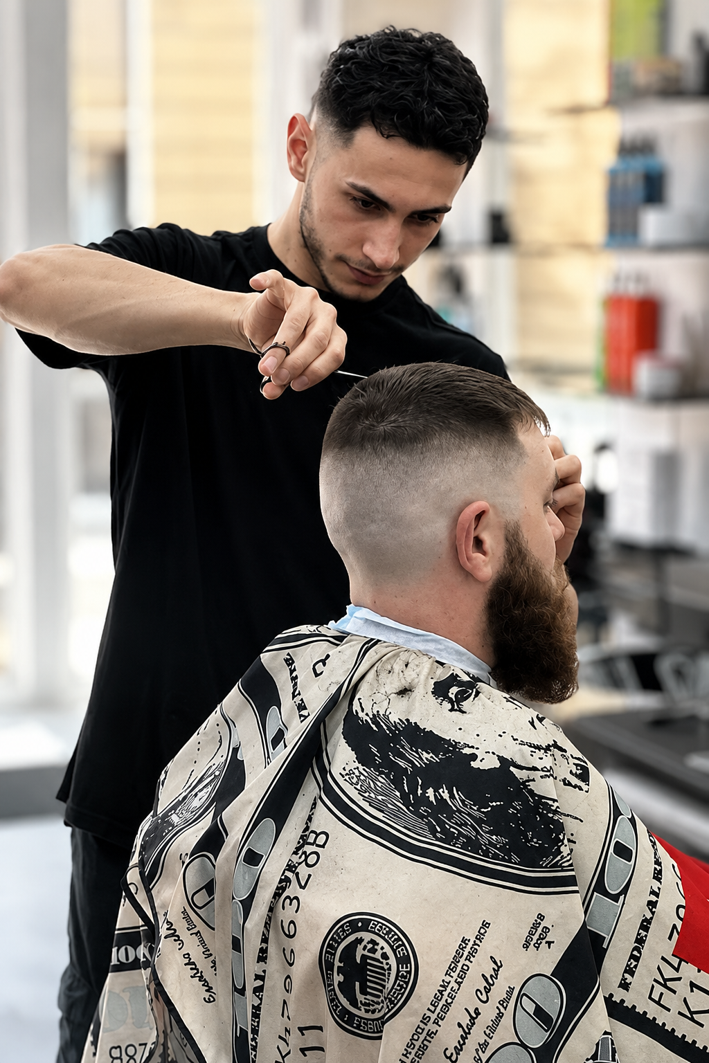 Turkish barber giving a precision skin fade haircut